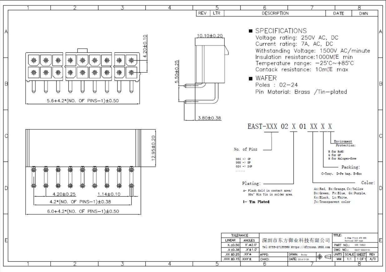 ATX 4.20mm Pitch 90度 24P&4P DIP TYPE