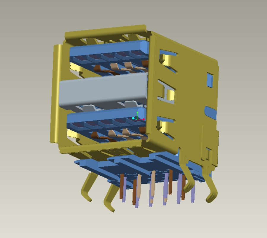 EAST-USB3D33S-1BBER USB 3.0 AF双层90度短体外壳弯脚